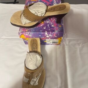 Chinese Laundry Tan Fringe Heeled Sandals